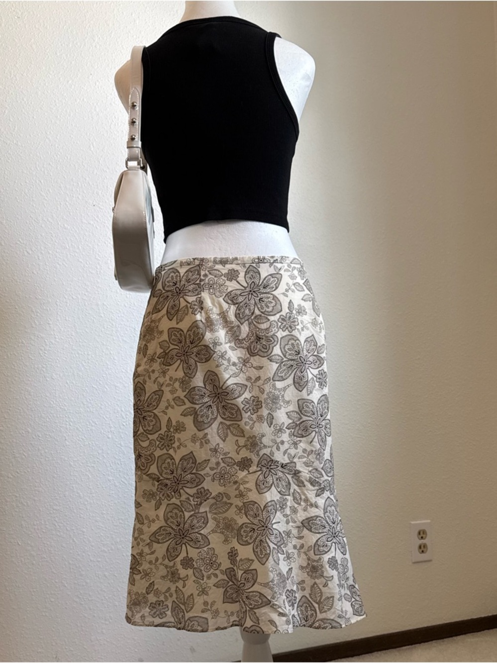 Y2K Ann Taylor Floral Midi Skirt Vintage Coquette Feminine Boho Chic 90s - Picture 4 of 8
